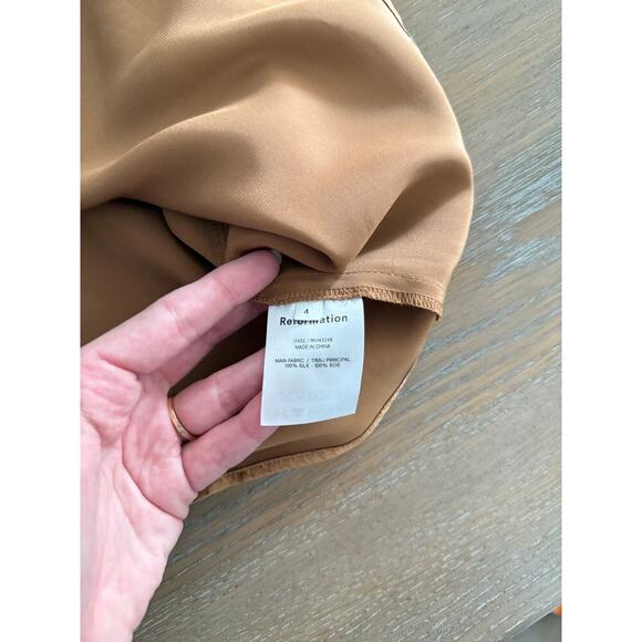 Reformation mezcal 100% silk brown mini dress (size 4) - Picture 4 of 6